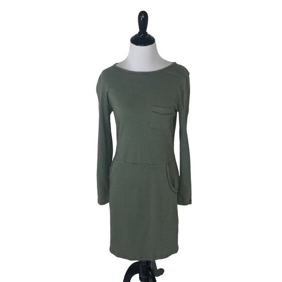 Synergy Organic Clothing Dresses & Skirts - Synergy Organic Women's M Medium Sheath Dress Striped Organic Cotton Stretchy